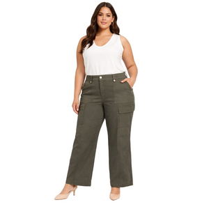 White House Black Market Extra High-Rise Utility Cargo Trousers Sergeant Green